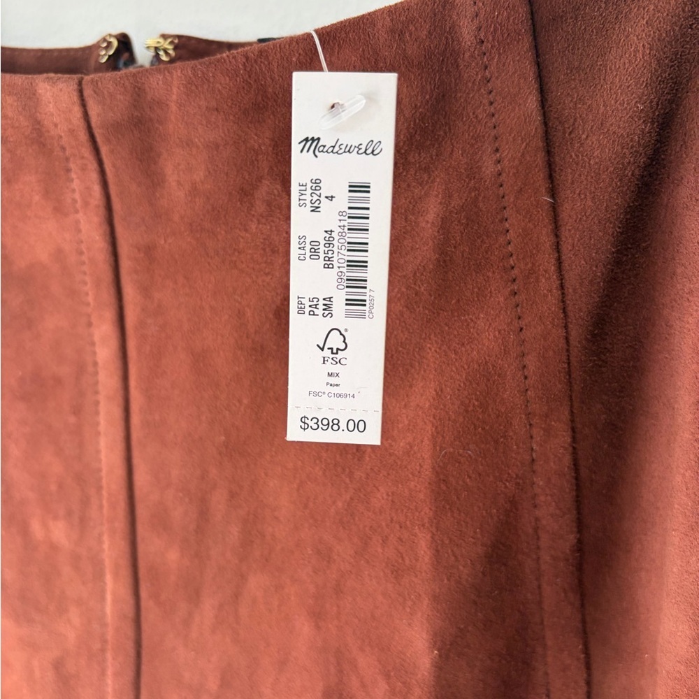 NWT! MADEWELL Suede Seamed Midi Skirt Size 4 - Picture 6 of 8